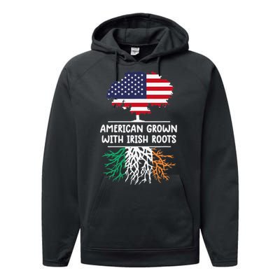 American Grown Irish Roots irish flag Ireland Performance Fleece Hoodie