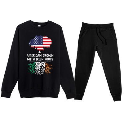 American Grown Irish Roots irish flag Ireland Premium Crewneck Sweatsuit Set