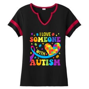 Autism Gift I Love Someone With Autism Meaningful Gift Ladies Halftime Notch Neck Tee