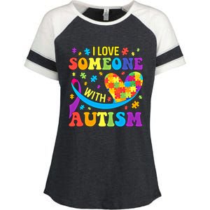 Autism Gift I Love Someone With Autism Meaningful Gift Enza Ladies Jersey Colorblock Tee