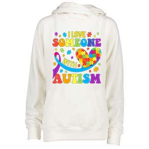 Autism Gift I Love Someone With Autism Meaningful Gift Womens Funnel Neck Pullover Hood