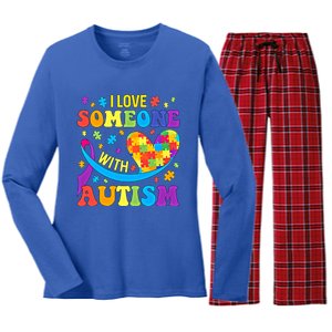 Autism Gift I Love Someone With Autism Meaningful Gift Women's Long Sleeve Flannel Pajama Set 