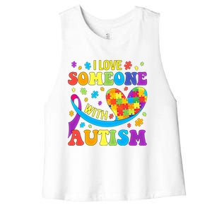 Autism Gift I Love Someone With Autism Meaningful Gift Women's Racerback Cropped Tank