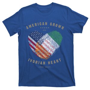 American Grown Ivorian Heart Love Ivory Coast Flag Funny Gift T-Shirt