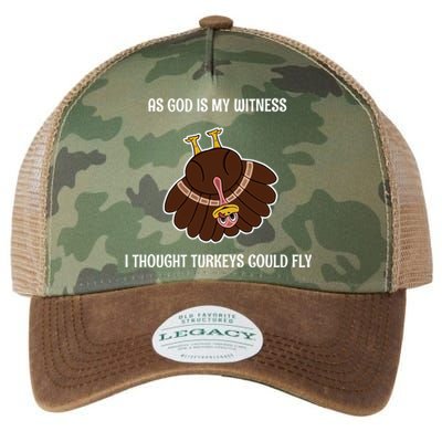 As God Is My Witness I Thought Turkeys Could Fly Funny Gift Legacy Tie Dye Trucker Hat