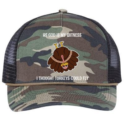 As God Is My Witness I Thought Turkeys Could Fly Funny Gift Retro Rope Trucker Hat Cap