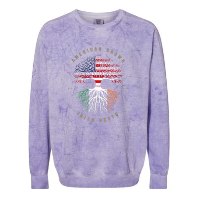 American Grown Irish Roots Ireland Flag ST. Patrick's Day Colorblast Crewneck Sweatshirt