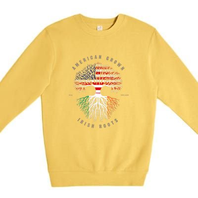 American Grown Irish Roots Ireland Flag ST. Patrick's Day Premium Crewneck Sweatshirt