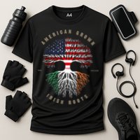 American Grown Irish Roots Ireland Flag ST. Patrick's Day Cooling Performance Crew T-Shirt
