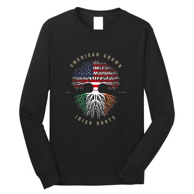 American Grown Irish Roots Ireland Flag ST. Patrick's Day Long Sleeve Shirt