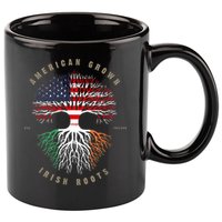 American Grown Irish Roots Ireland Flag ST. Patrick's Day 11oz C Handle Ceramic Mug