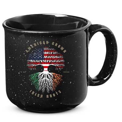 American Grown Irish Roots Ireland Flag ST. Patrick's Day 15oz Campfire Ceramic Mug