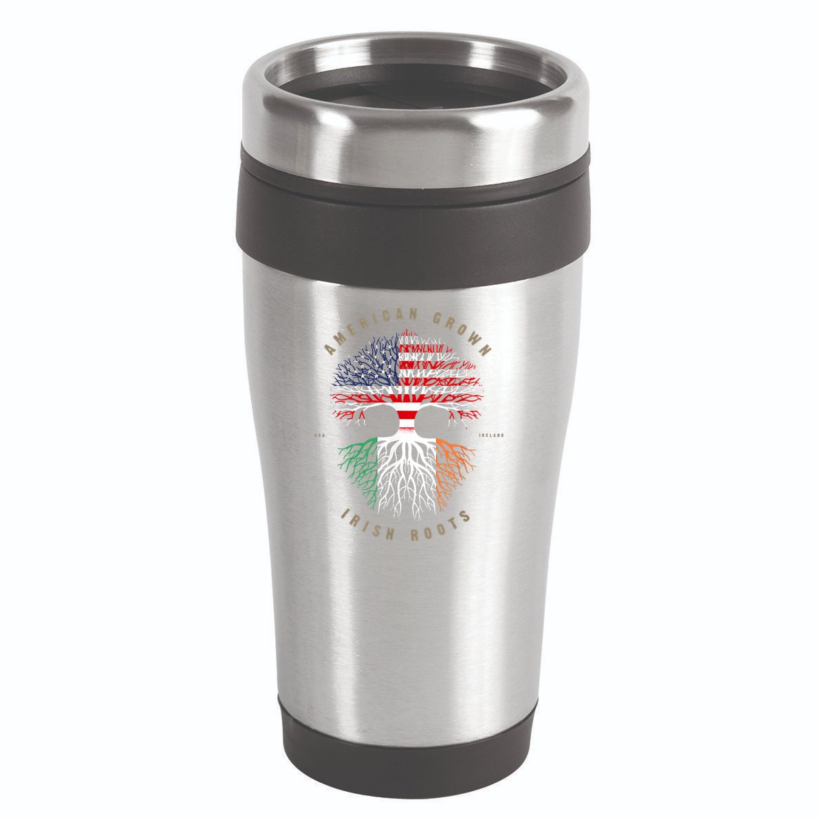 American Grown Irish Roots Ireland Flag ST. Patrick's Day 16oz Travel Tumbler