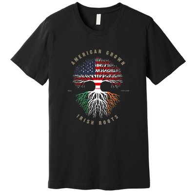 American Grown Irish Roots Ireland Flag ST. Patrick's Day Premium T-Shirt