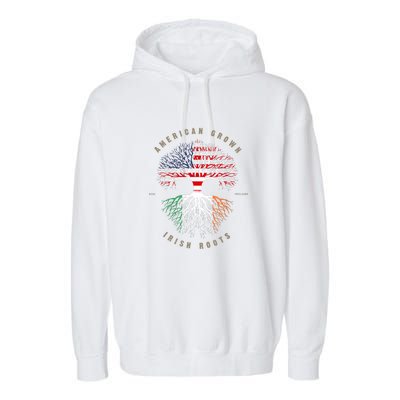 American Grown Irish Roots Ireland Flag ST. Patrick's Day Garment-Dyed Fleece Hoodie