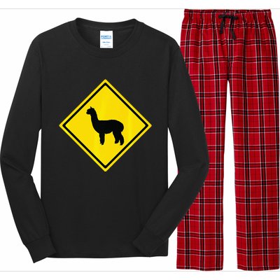 Alpaca Gift Idea Warning Alpaca Crossing Premium Long Sleeve Pajama Set