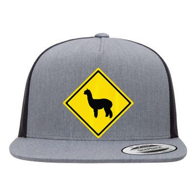 Alpaca Gift Idea Warning Alpaca Crossing Premium Flat Bill Trucker Hat