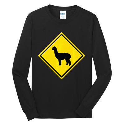 Alpaca Gift Idea Warning Alpaca Crossing Premium Tall Long Sleeve T-Shirt