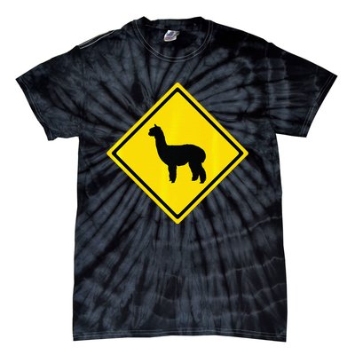 Alpaca Gift Idea Warning Alpaca Crossing Premium Tie-Dye T-Shirt