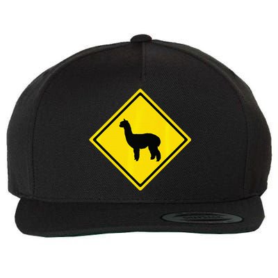 Alpaca Gift Idea Warning Alpaca Crossing Premium Wool Snapback Cap