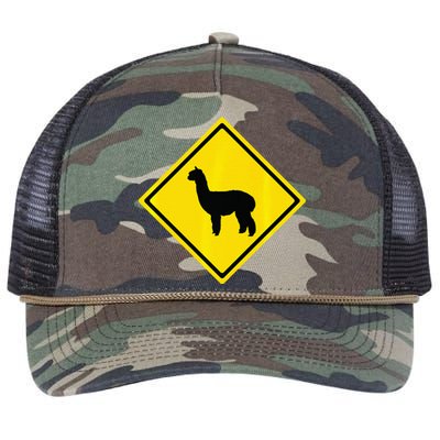 Alpaca Gift Idea Warning Alpaca Crossing Premium Retro Rope Trucker Hat Cap