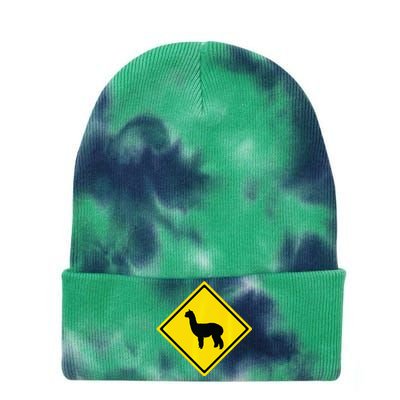 Alpaca Gift Idea Warning Alpaca Crossing Premium Tie Dye 12in Knit Beanie