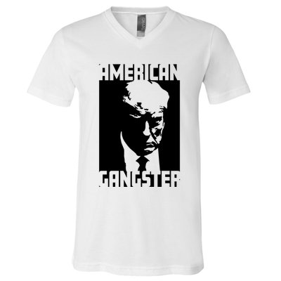 American Gangster Iconic Trump Mugshot Artwork V-Neck T-Shirt