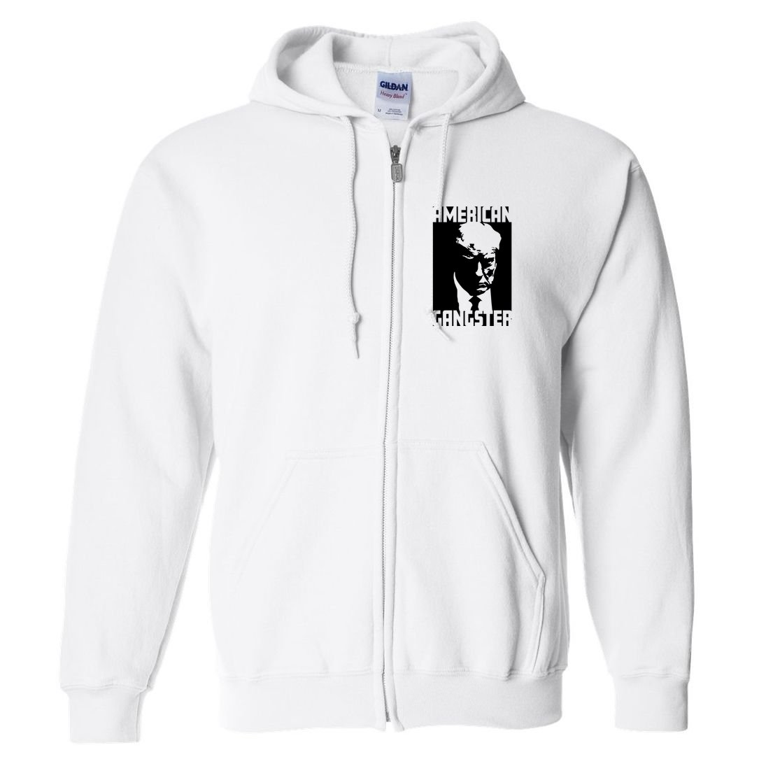 American Gangster Iconic Trump Mugshot Artwork Full Zip Hoodie