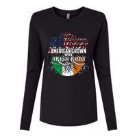 American Grown Irish Root Flag Ireland St Patricks Day Womens Cotton Relaxed Long Sleeve T-Shirt