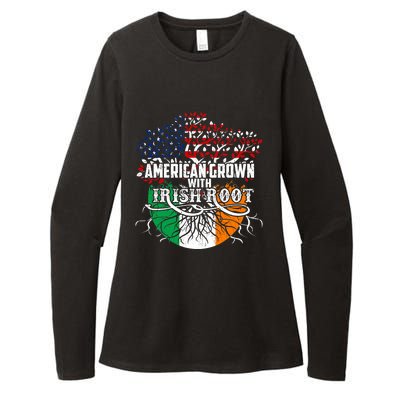 American Grown Irish Root Flag Ireland St Patricks Day Womens CVC Long Sleeve Shirt