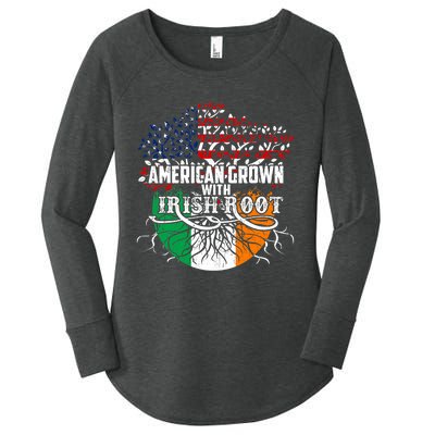 American Grown Irish Root Flag Ireland St Patricks Day Women's Perfect Tri Tunic Long Sleeve Shirt