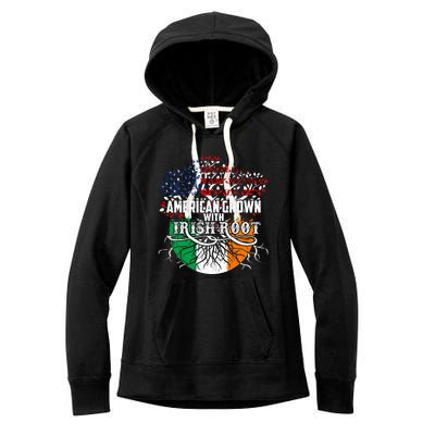 American Grown Irish Root Flag Ireland St Patricks Day Women's Fleece Hoodie