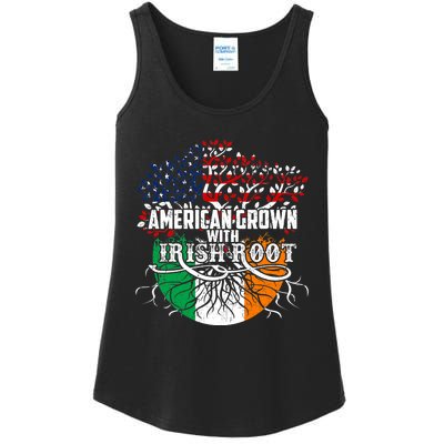 American Grown Irish Root Flag Ireland St Patricks Day Ladies Essential Tank