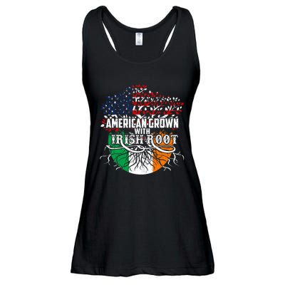 American Grown Irish Root Flag Ireland St Patricks Day Ladies Essential Flowy Tank