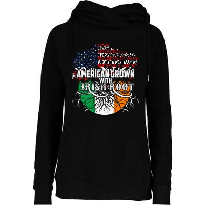 American Grown Irish Root Flag Ireland St Patricks Day Womens Funnel Neck Pullover Hood