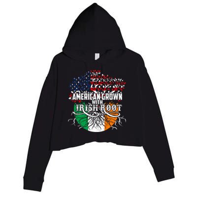 American Grown Irish Root Flag Ireland St Patricks Day Crop Fleece Hoodie