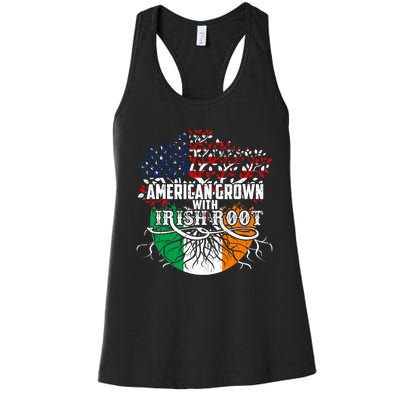 American Grown Irish Root Flag Ireland St Patricks Day Women's Racerback Tank