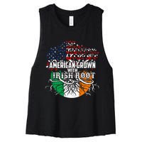 American Grown Irish Root Flag Ireland St Patricks Day Women's Racerback Cropped Tank