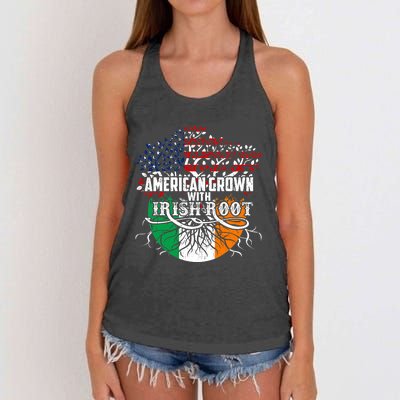 American Grown Irish Root Flag Ireland St Patricks Day Women's Knotted Racerback Tank