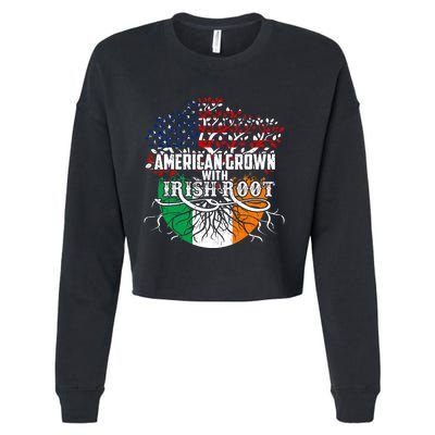 American Grown Irish Root Flag Ireland St Patricks Day Cropped Pullover Crew