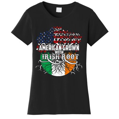 American Grown Irish Root Flag Ireland St Patricks Day Women's T-Shirt