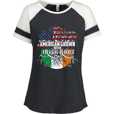 American Grown Irish Root Flag Ireland St Patricks Day Enza Ladies Jersey Colorblock Tee