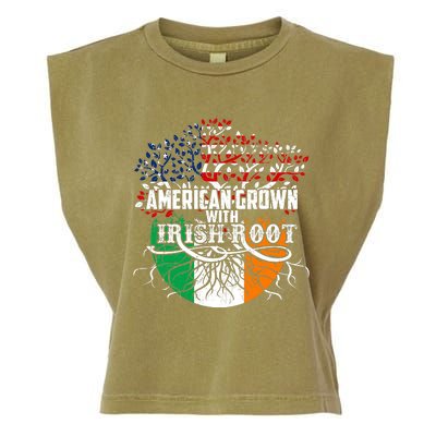 American Grown Irish Root Flag Ireland St Patricks Day Garment-Dyed Women's Muscle Tee