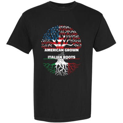 American Grown Italian Roots Half America Italy Usa Us Flag Garment-Dyed Heavyweight T-Shirt