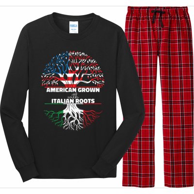 American Grown Italian Roots Half America Italy Usa Us Flag Long Sleeve Pajama Set