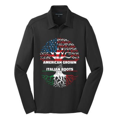 American Grown Italian Roots Half America Italy Usa Us Flag Silk Touch Performance Long Sleeve Polo