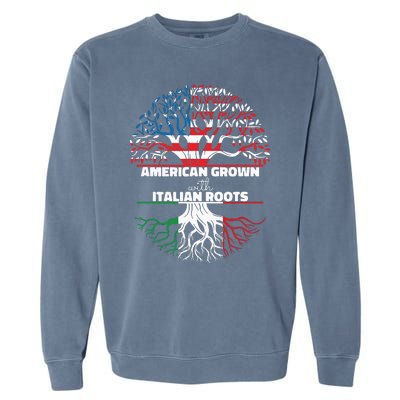 American Grown Italian Roots Half America Italy Usa Us Flag Garment-Dyed Sweatshirt