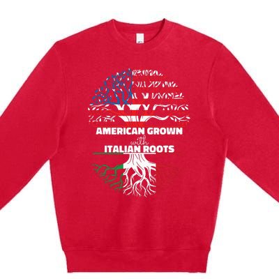 American Grown Italian Roots Half America Italy Usa Us Flag Premium Crewneck Sweatshirt