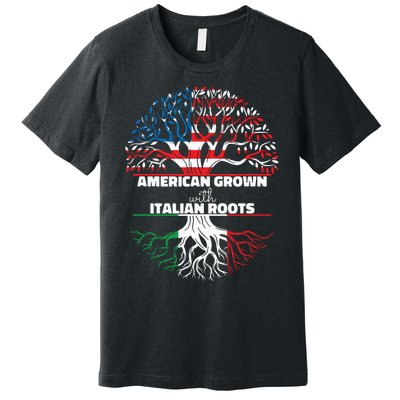 American Grown Italian Roots Half America Italy Usa Us Flag Premium T-Shirt