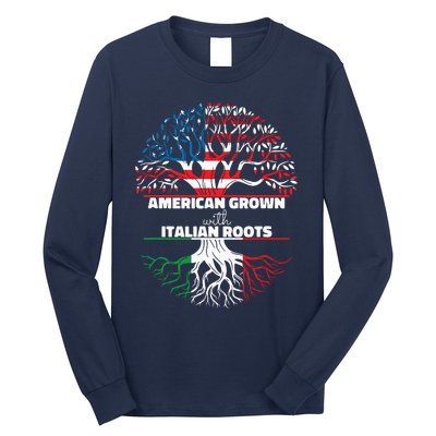 American Grown Italian Roots Half America Italy Usa Us Flag Long Sleeve Shirt